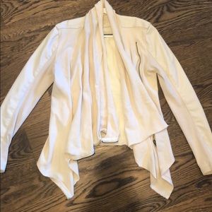 Zip up chic faux leather and cotton jacket